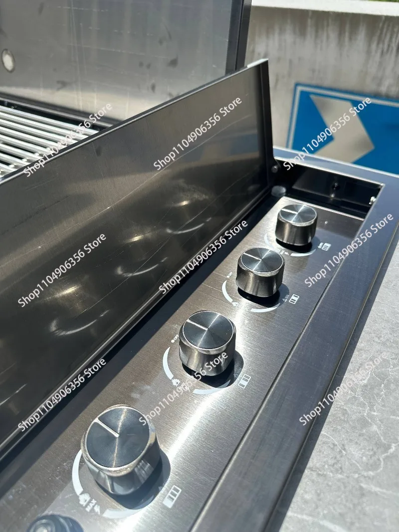Newly enhanced outdoor kitchen top 304 stainless steel 4 burner with built-in gas grill, ideal for barbecue island