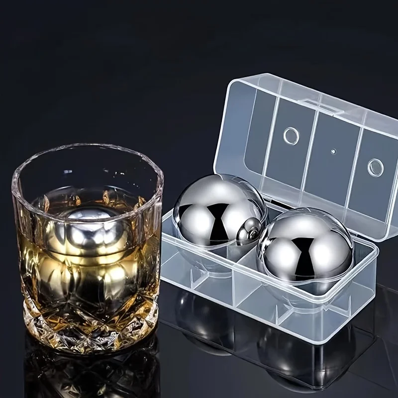 

Stainless Steel Whiskey Cooling Ice Balls Reusable Quick-Freeze Whiskey Stones Perfect for Beverage Temperature Control