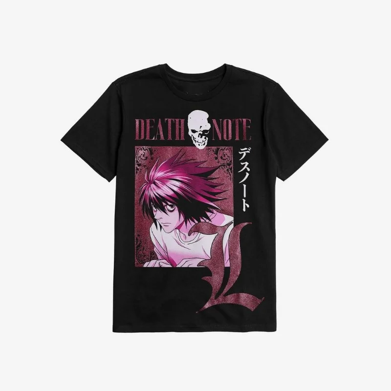 Death Note L Lawliet Vintage Anime T‑Shirt Retro Mange Print Unisex Cotton Short Sleeve Harajuku Otaku Oversized Streetwear Tops