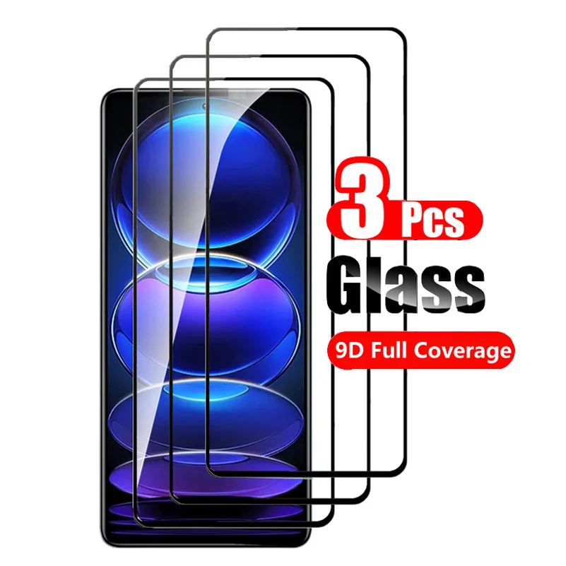 3-PACK Tempered Glass for Xiaomi Redmi Note 12 Pro 4G Plus 5G 12S 12C 12R Screen Protector Fully Cover Edge Black Glass Shield