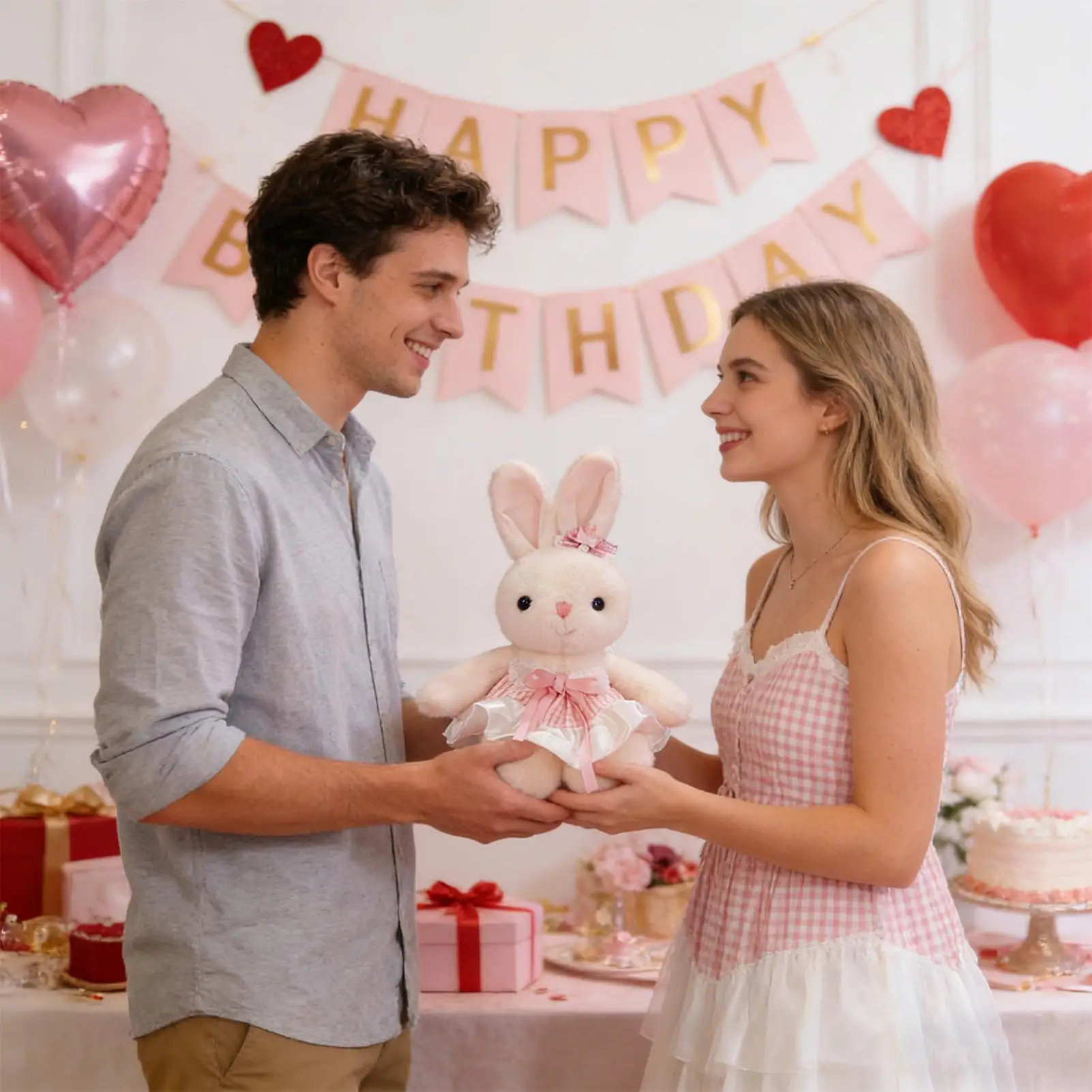 دمية أرنب كرتونية لوليتا 30 سم، لعبة أرنب وردية محشوة، ديكور لغرفة الأطفال، هدية عيد ميلاد للفتيات