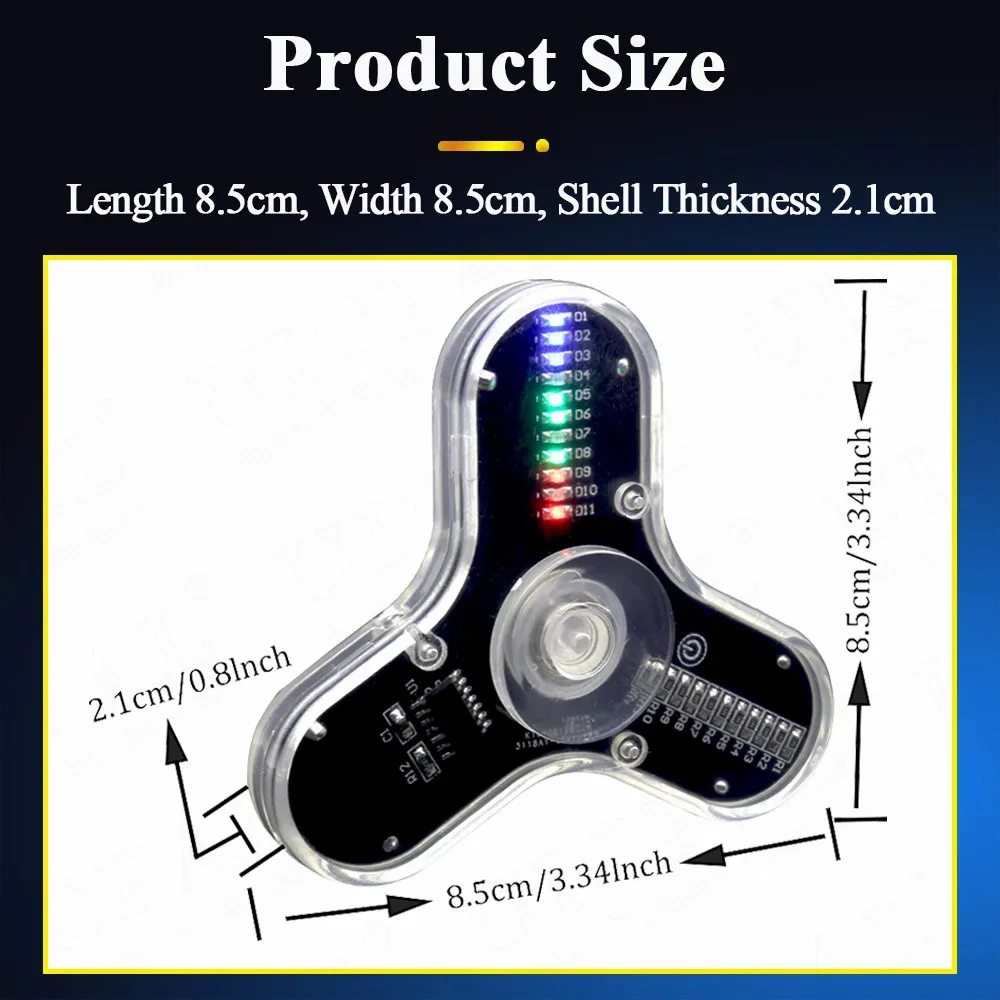 Diy fidget topo kit giros de ponta do dedo com led fabricação de solda aprendizagem kit eletrônico diy
