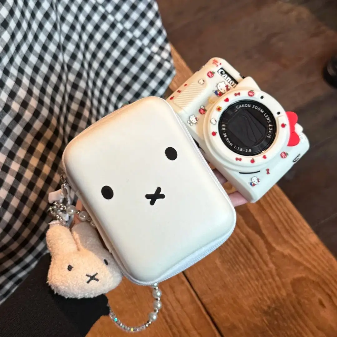 Adorable Rabbit CCD Camera Protective Bag Portable Storage Pouch for Documents Lipstick Powder Compact Anti-Fall Organizer