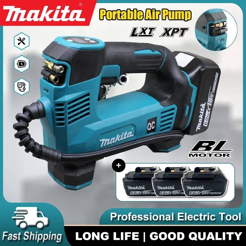 

Портативный воздушный насос Makita 18В, литий-ионный аккумуляторный беспроводной компрессор для накачки автомобильных шин, электрический насос для мотоциклов