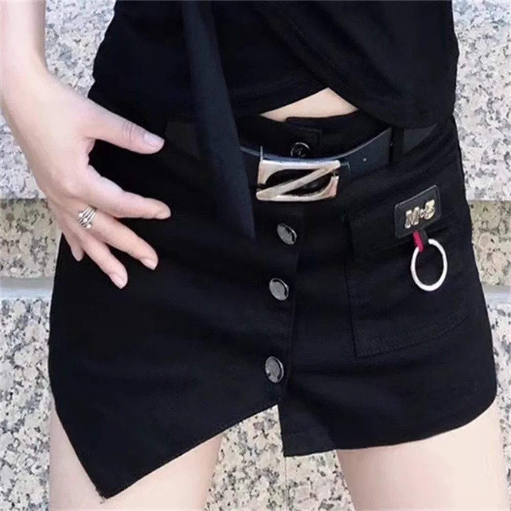 

Irregular skirt for women new denim cotton female skinny A-line skirt belt