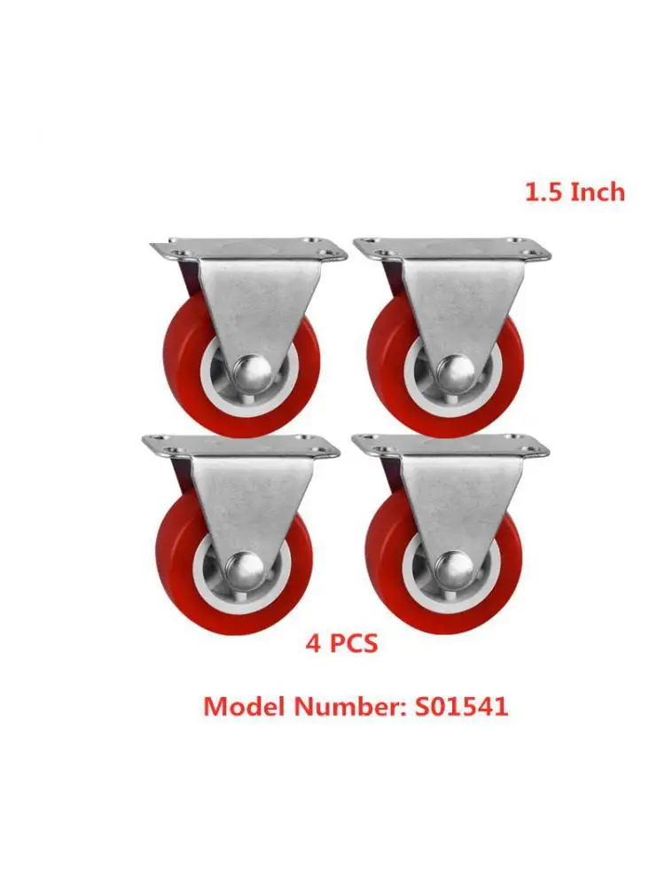 

4 Pcs /Lot 1.5 Inch Casters Red Pvc Flat Bottom Directional Mute Soft Rubber One-Way Wheel Light Plastic Furniture