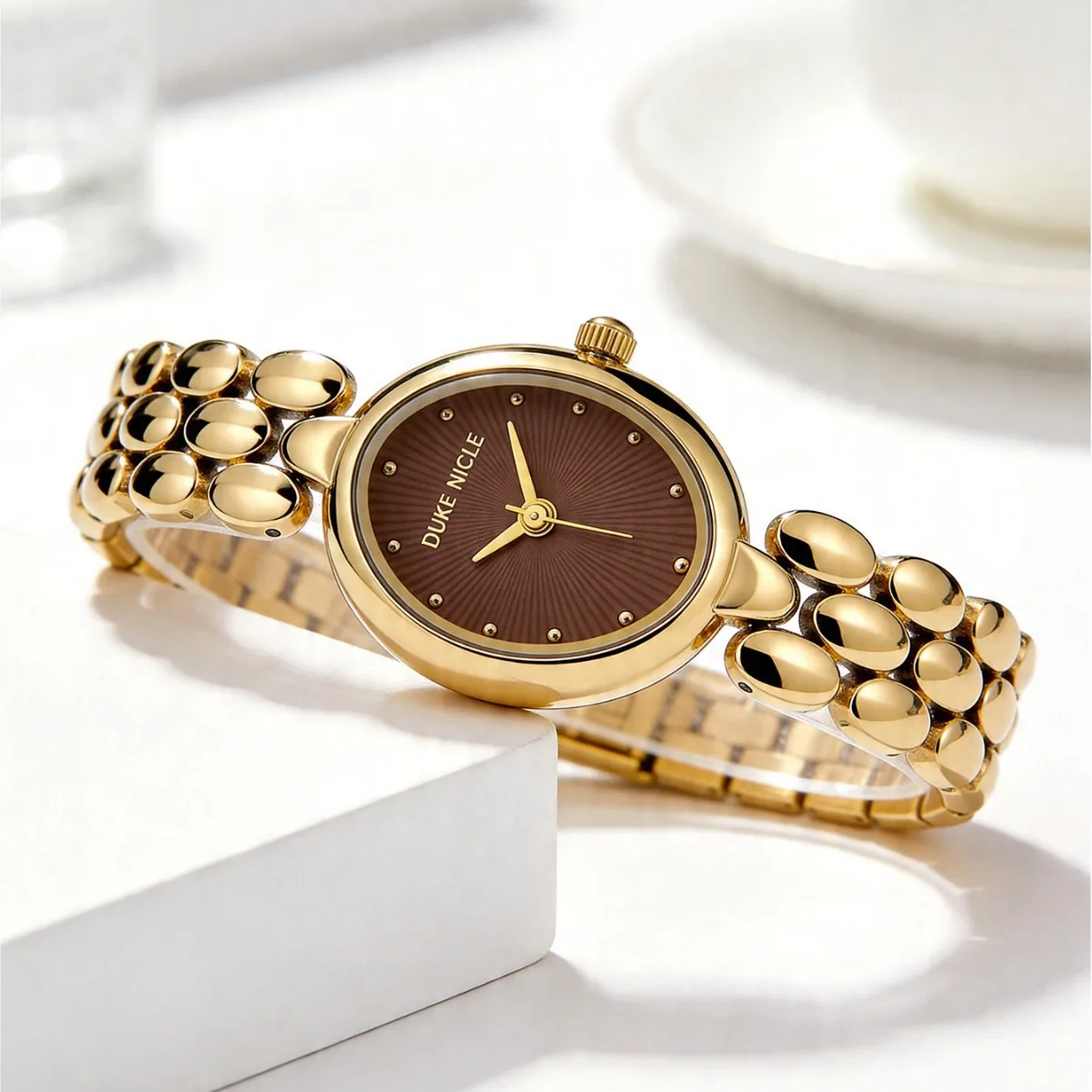 KAIRIS Women's Silver Tone Bracelet Watch Elegant Oval Dial Quartz Wristwatch Fashion Jewelry Watch for Women Gift