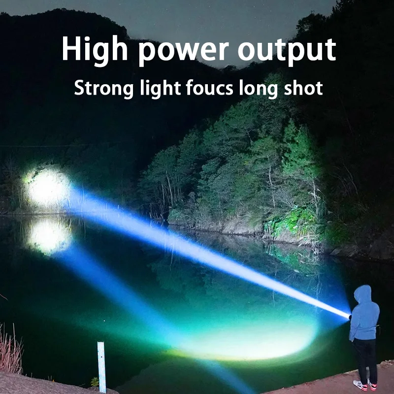 2025Super Long Range Tactical Torch High Power LED Flashlight Rechargeable Strong Light Lamp Outdoor Portable Lantern Waterproof
