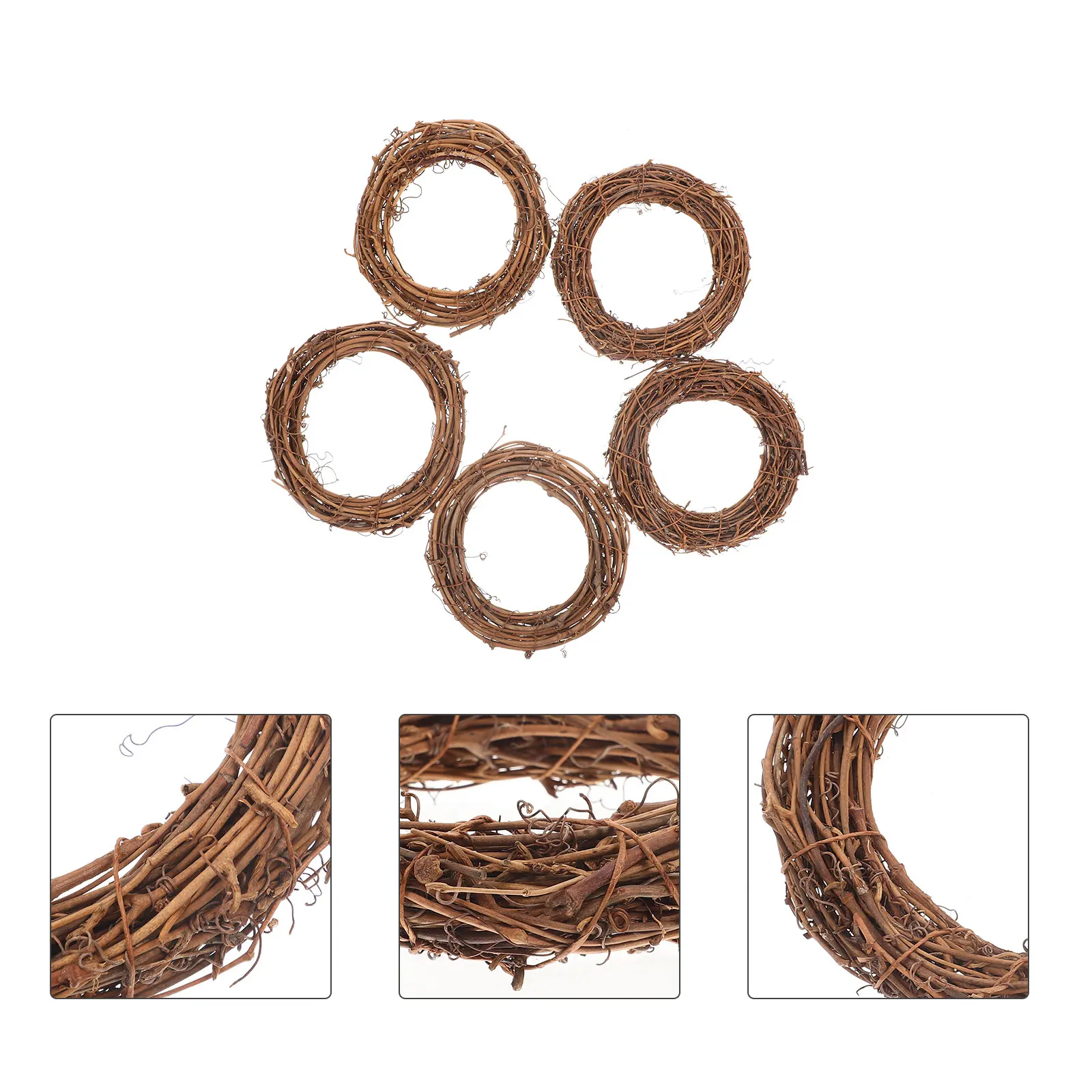 

5 Pcs Rattan Wreaths Garland Christmas Decorative Rings Vine Round DIY Supplies 12cm Practical Festive