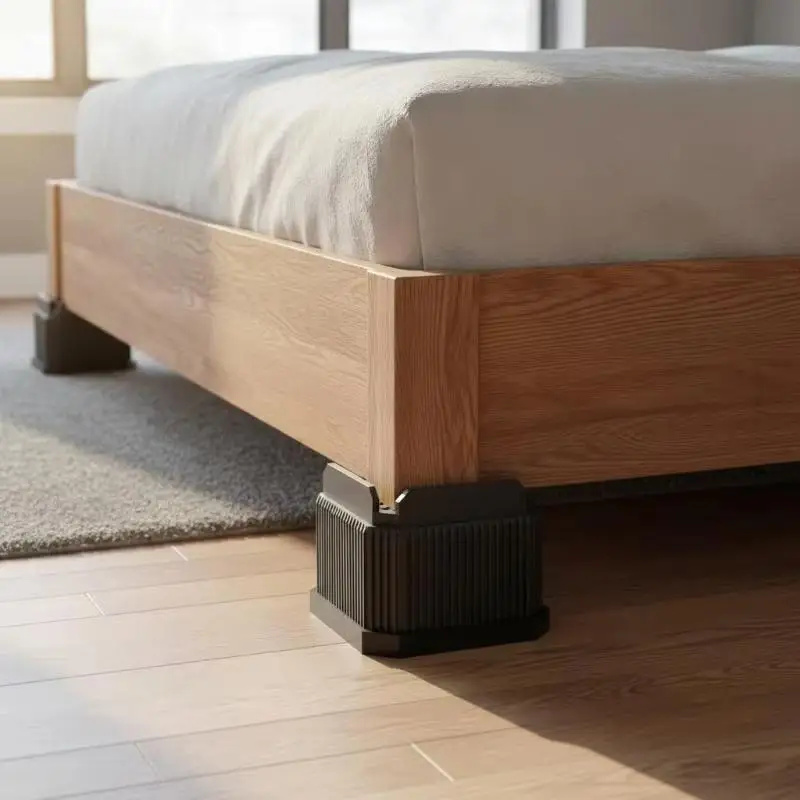 4Pcs Square Non Slip Furniture Risers Heavy Duty Adjustable Bed Lifter For Bed Refrigerator Support