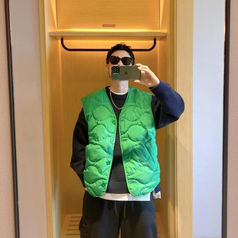 

New Winter Casual Loose V Neck Cotton Vest Outerwear for Men Women Couple Fashion Unisex Biker Jacket Alternative