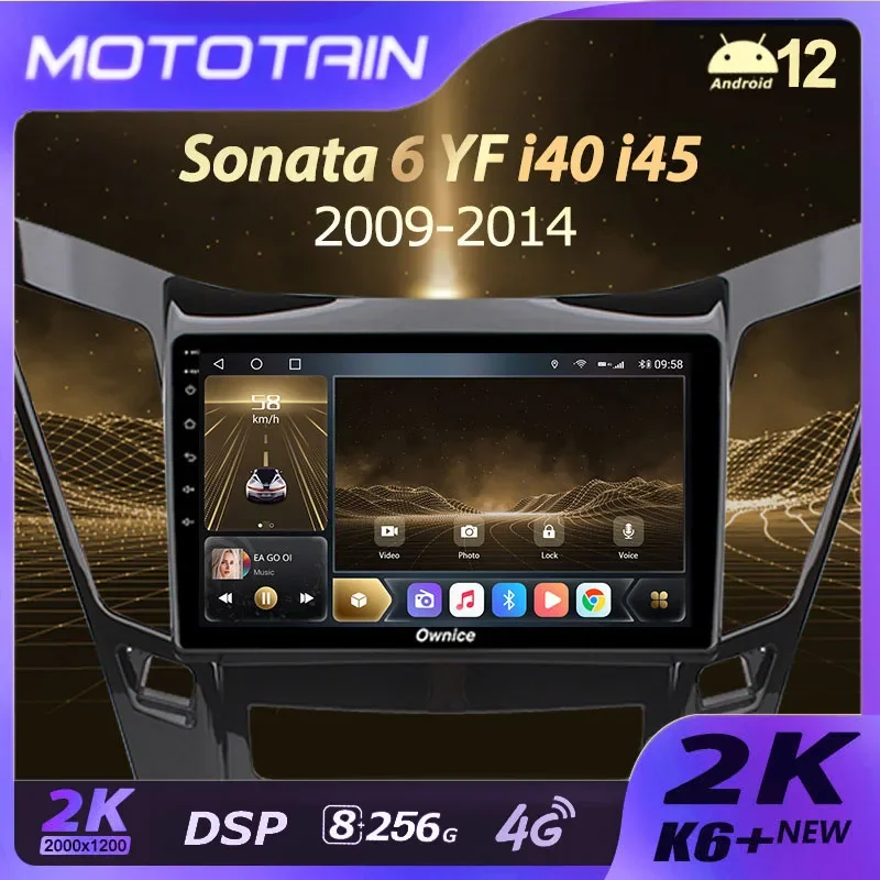 K6+ 2K Screen For Hyundai Sonata 6 YF 2009 - 2014 Car Radio Navigation Video Stereo Multimedia Player GPS Android 12 No 2din 360