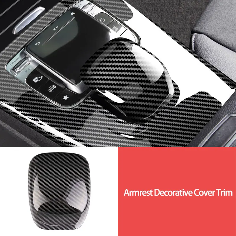 For Mercedes Benz A CLA Class W177 C118 Carbon Fiber Car Central Control Gear Panel Frame Cover Trim Interior Accessories