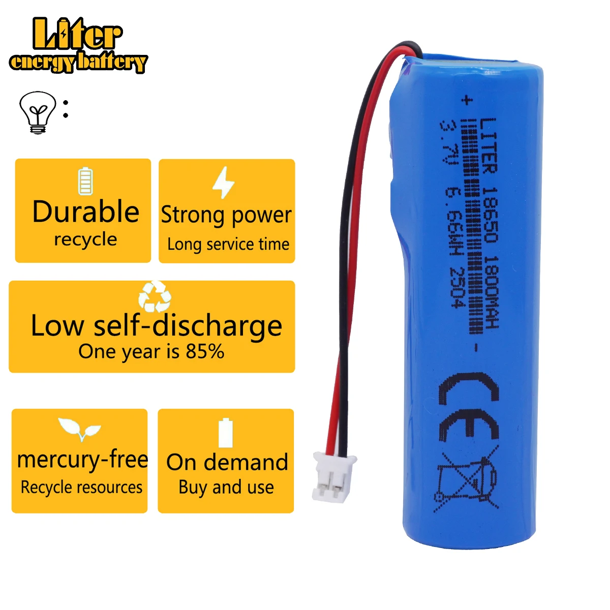 Originele 3.7 V 1800 mAH Oplaadbare Lithiumbatterij 18650 Li-ion met PCB PH2.0-2P Batterij voor Vissen LED Licht Bluetooth 4.2 V - afbeelding 1