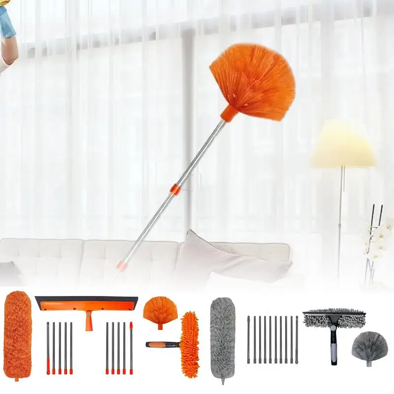 High Duster High Reach Microfiber Spider Web Duster Ergonomic Dusting Supplies Ceiling Fan Brush For Shelf Lampshade Wall