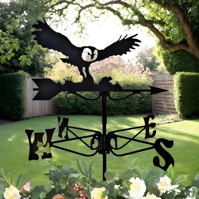 Weather Vane Metal weather vane man and dog eagle iron metal outdoor garden courtyard decoration spray paint crafts For Outdoor