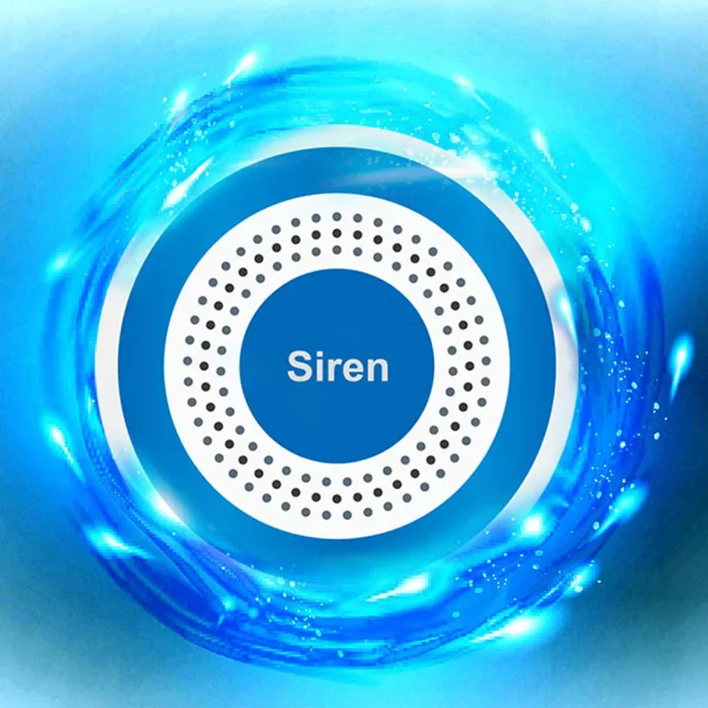 433 MHz kabellose Ton- und Licht-Blitzsirene, eigenständige Alarmsirene für den Innenbereich mit PIR-Sensor, Türsensor, Heimsicherheitsalarmsystem