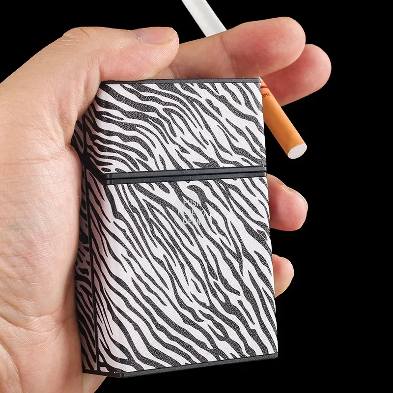 Creative Zebra Pattern Plastic 20 Cigarettes Box Portable Storage Pressure Moisture Cigarette Accessories