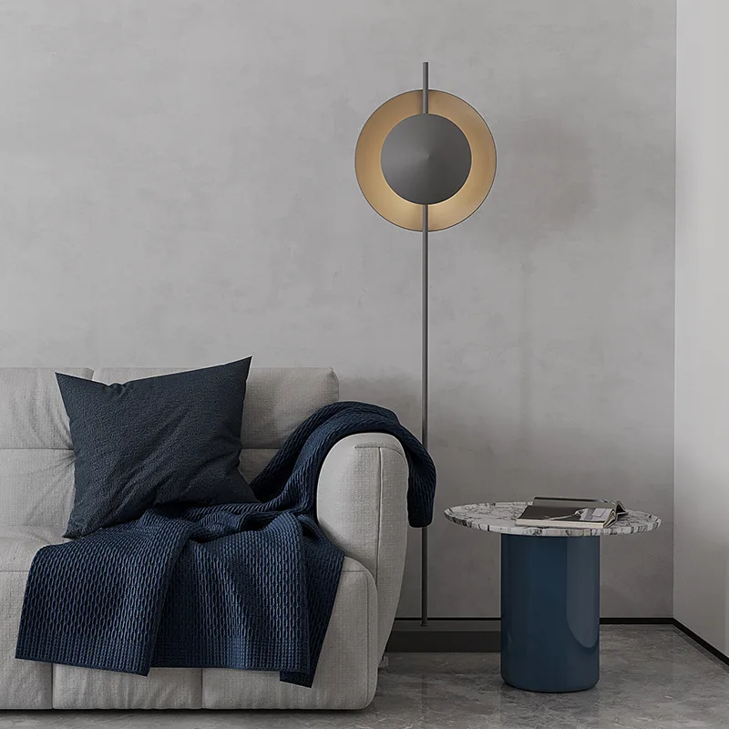 Modern Luxury Living Room Floor Light Creative Simple Bedroom Light Emitting Diode Copper Body Red and Blue Home Decoration