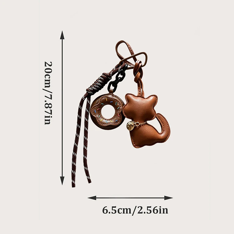 Stilvoller PU-Leder Katzen-Anhänger Schlüsselanhänger Taschenanhänger - Modisches & Spaßiges Accessoire für Taschen – Detail 11