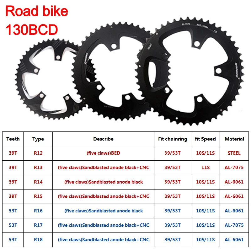 Prowheel Road Bike Chainring 130BCD Chainring Ultralight 10/11 Speed Road Bicycle Chainwheel Double Speed 130 BCD Crown