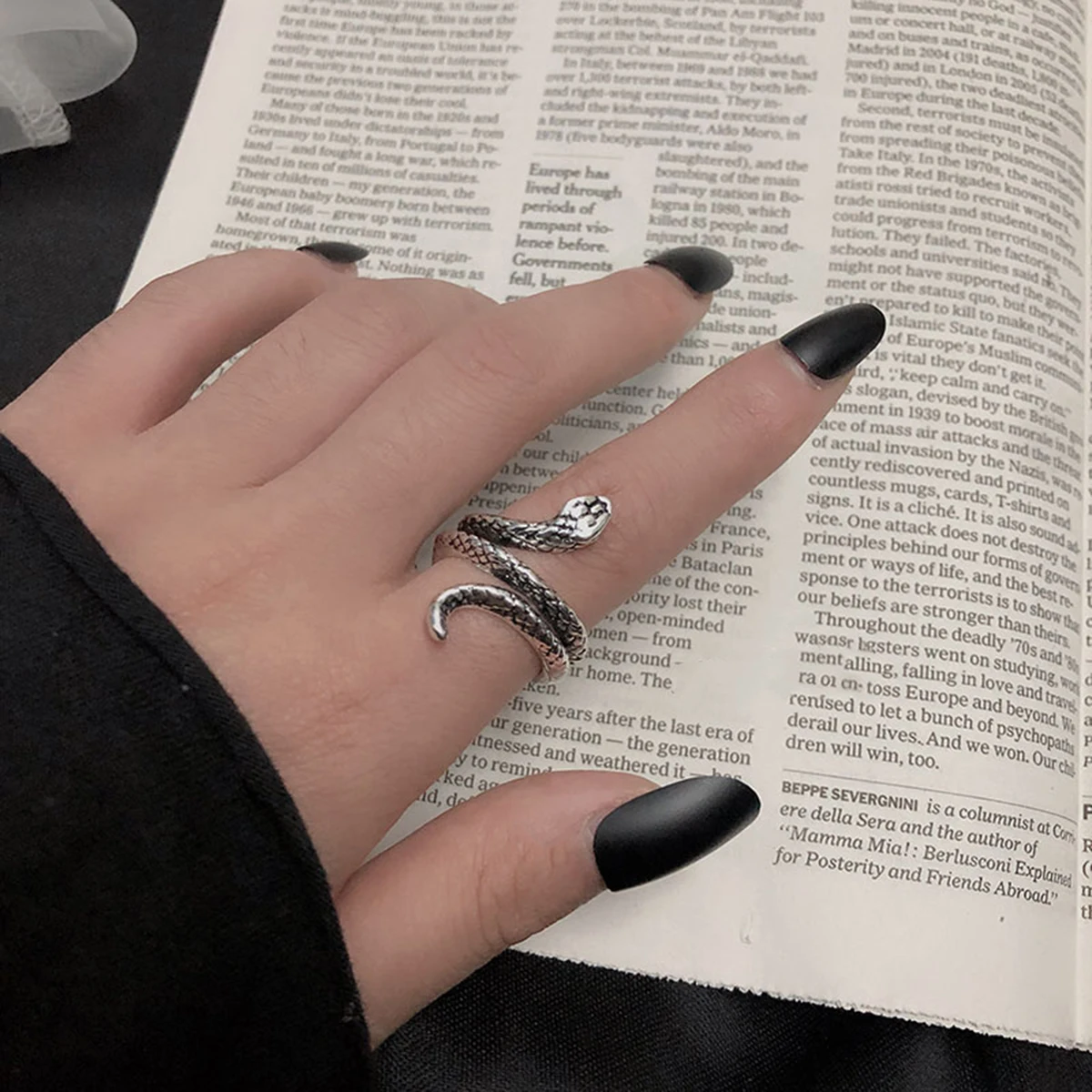 Knuckle Ring Retro Punk Rings Adjustable Gothic Snake Design for Men Vintage Style Cool Fashion Accessories Trendy Jewelry