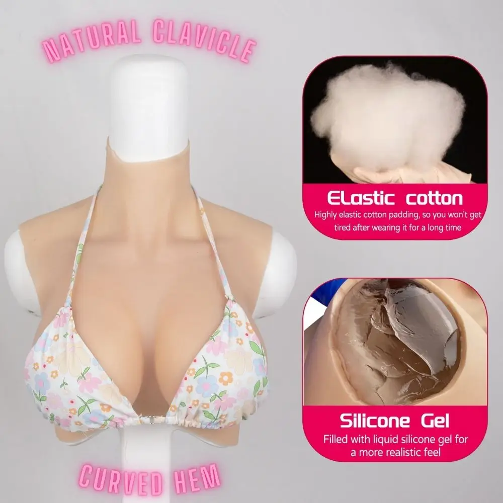 تحديث ثدي مزيف من السيليكون عالي المرونة من C إلى G Cup سيليكون سائل أو قطن مطاطي مملوء بـ 3 ألوان للحفلات التنكرية