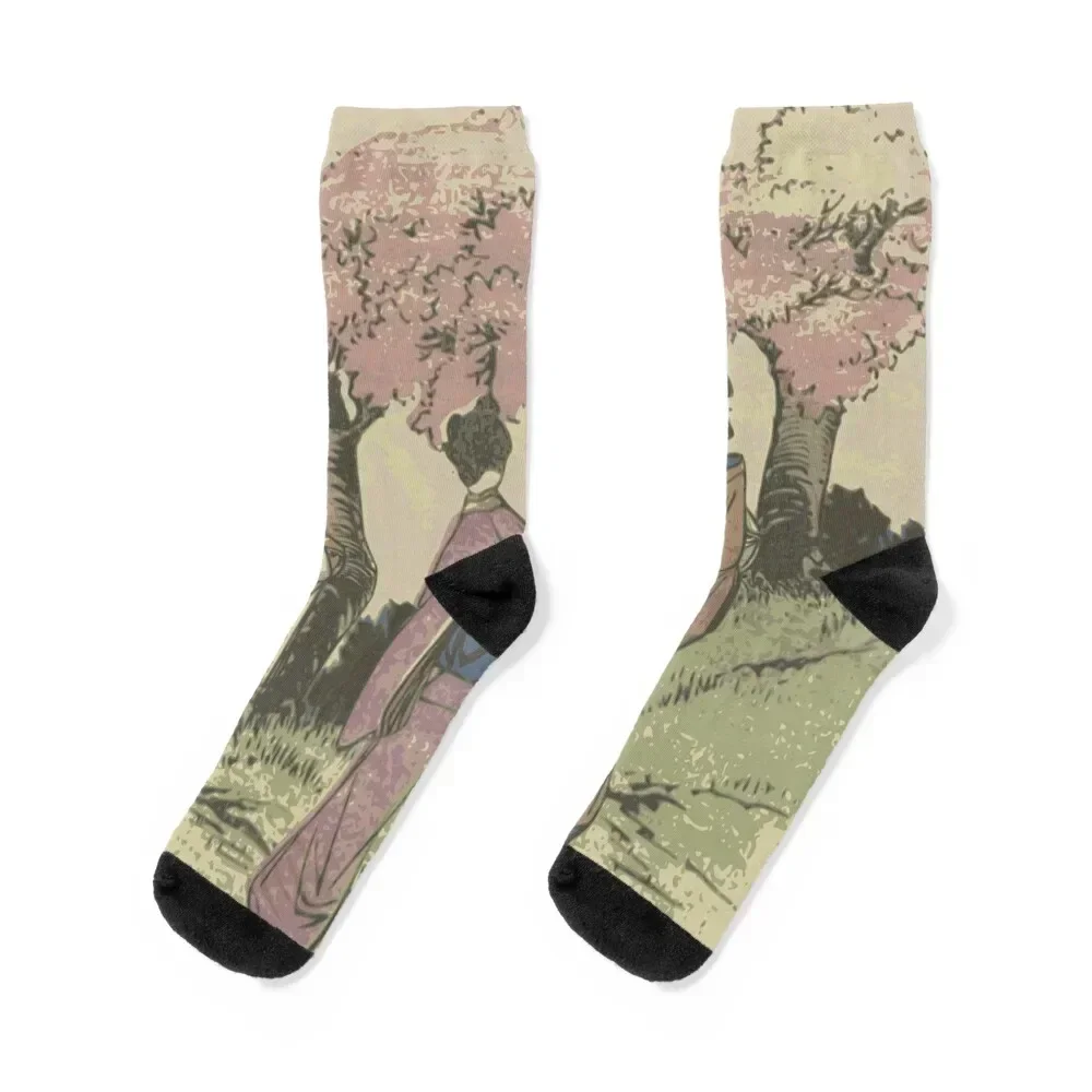 

Cherry Blossom Art Socks winter gifts sports and leisure Non-slip Socks For Girls Men's