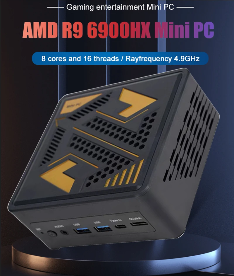 AMD 미니 PC 게이머 라이젠 9 6900HX 7940HS 8845HS 2xDDR5 2xLAN 2.5G i226V NVMe USB4 윈도우11 데스크탑 미니 오피스/홈 컴퓨터 WiFi6E