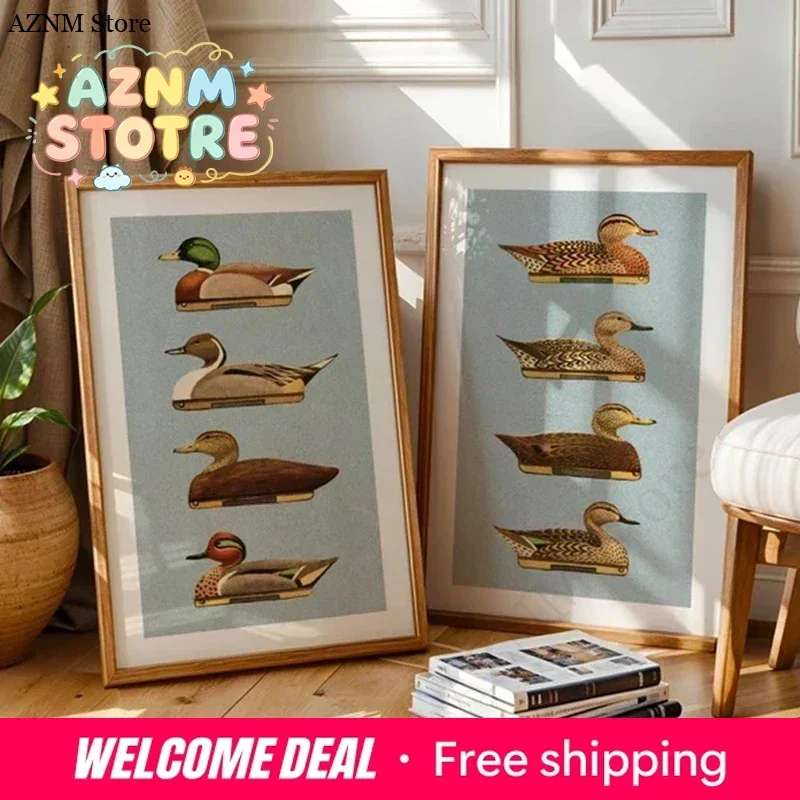 Retro Duck Prints Outdoors Art Duck Decoy Posters Outdoorsy Wall Prints Home Office Decor Nature Wall Art Hunting Gift for Da
