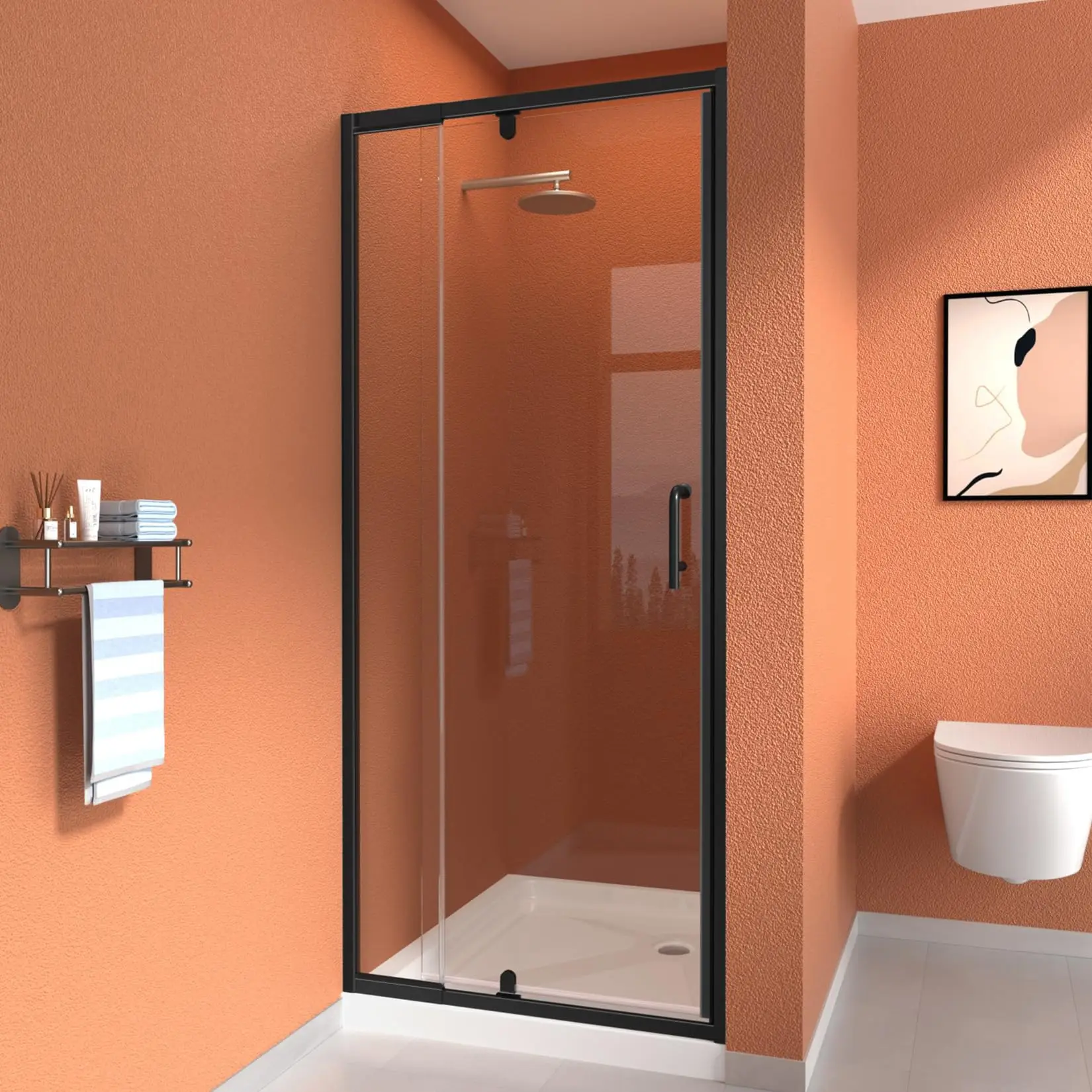 29-32 inches wide adjustable x72 inches high anodized frame shower door 6mm shatter resistant tempered glass