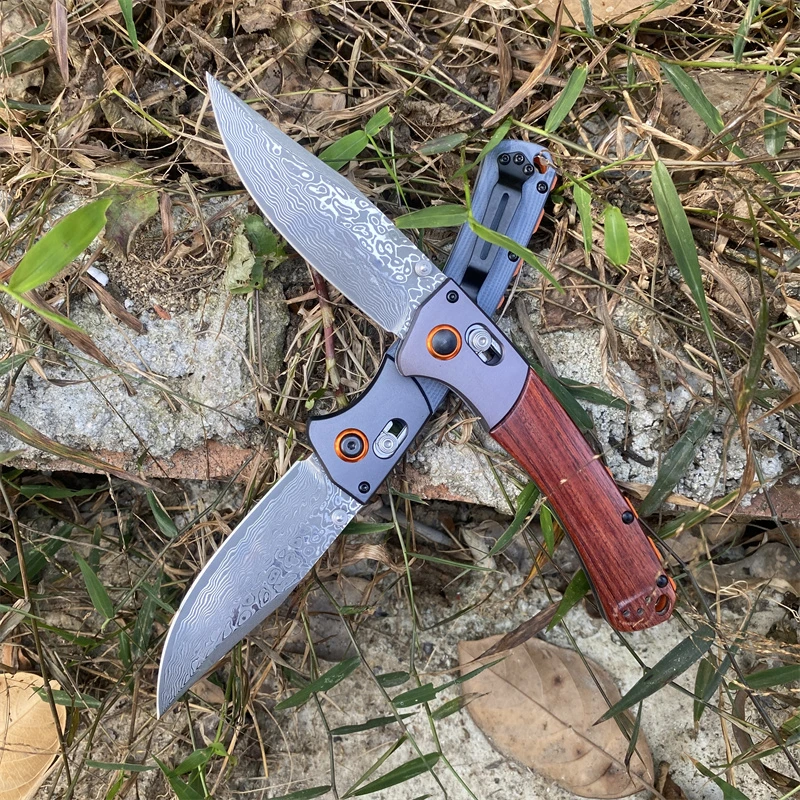 Folding BM 15080 Knives Pocket Damascus Blade Wood Handle Self-defense Survival Hunting EDC Camping Fishing Knives Gifts Tools view 5