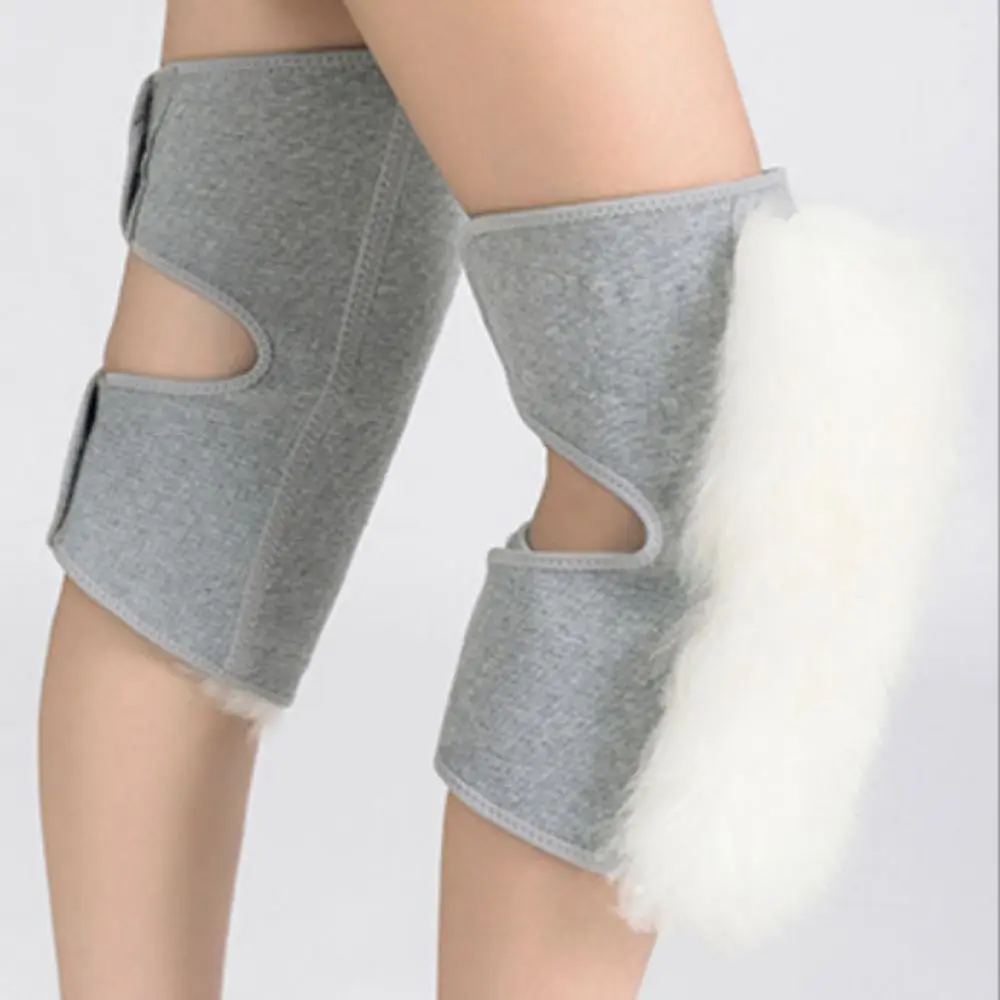 

1 Pair Thicken Woolen Knee Pad Wind Protection High Elastic Plush Knee Warmer Joint Recovery Grey/Black Woolen Leg Warmer Unisex