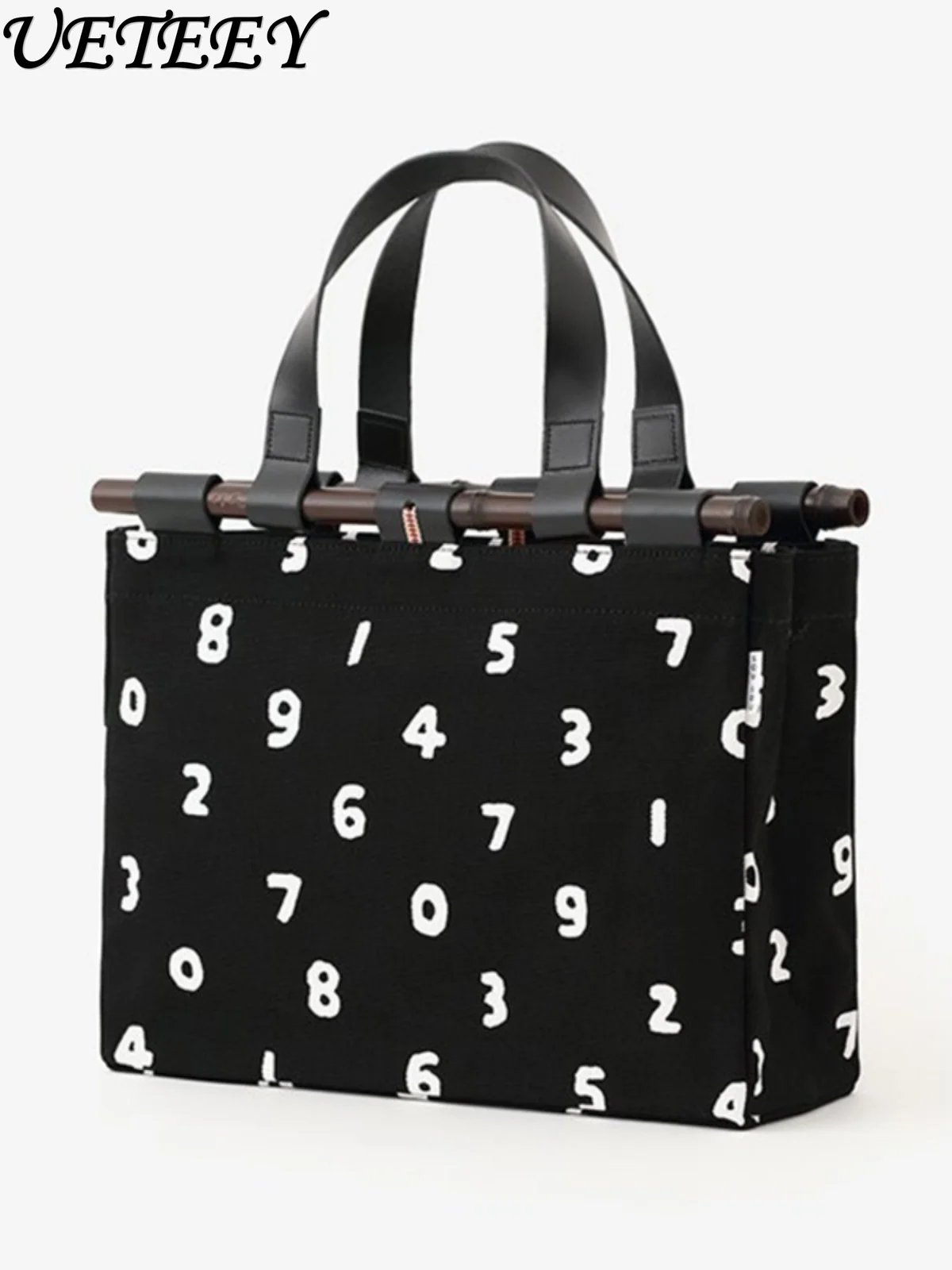 

Japanese Style New Canvas Bag Digital Printing Woven Handbag Casual All-Match and Sweet Cute Girls Black Cosmetic Bags