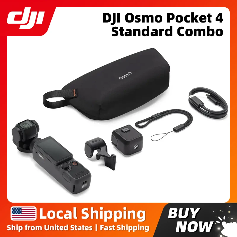 DJI Osmo Pocket 4 Standard Combo New 1″ CMOS Pocket Gimbal Camera 4K/240fps 2″ OLED Screen 107GB Built-in Storage