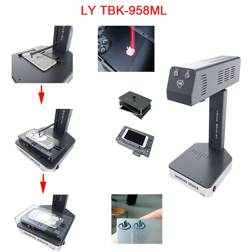 Auto Focus Laser Marking Machine LY-TBK 958ML 6W Mobile APP Control with Centering/Holding Mould Optional Fiber Laser Engraver