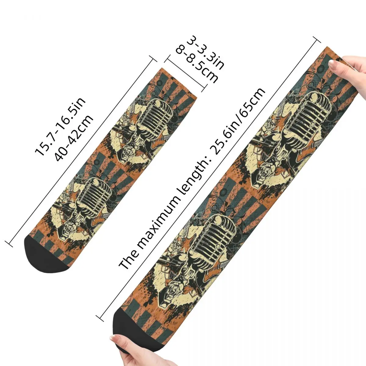 Hip Hop Retro Live Music Crazy Men's Socks Rock N Roll Unisex Harajuku Seamless Printed Funny Novelty Crew Sock Boys Gift