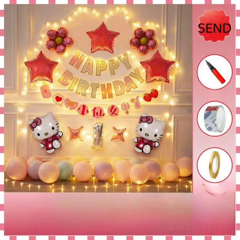 miniso Sanrio Aluminum Balloons for Birthday happy Party hellokitty Cartoon Various colours Shiny bulb Decorations Shimmer Walls