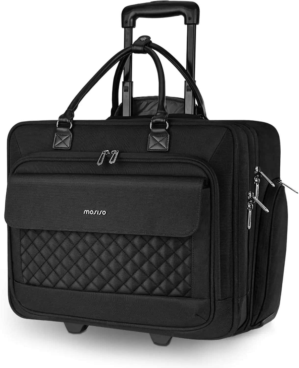 

Rolling Laptop Bag with Wheels, 15-16 inch Expandable Briefcase for Women & Men, Black