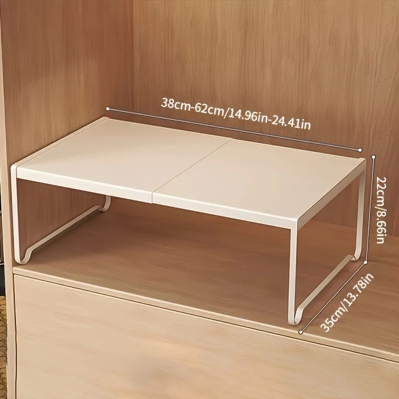Ausziehbarer Hochkarbon-Stahl Schrankorganizer, Stapelbar Verstellbar 40kg Tragkraft Kleiderschrank Küchen-Aufbewahrungsregal