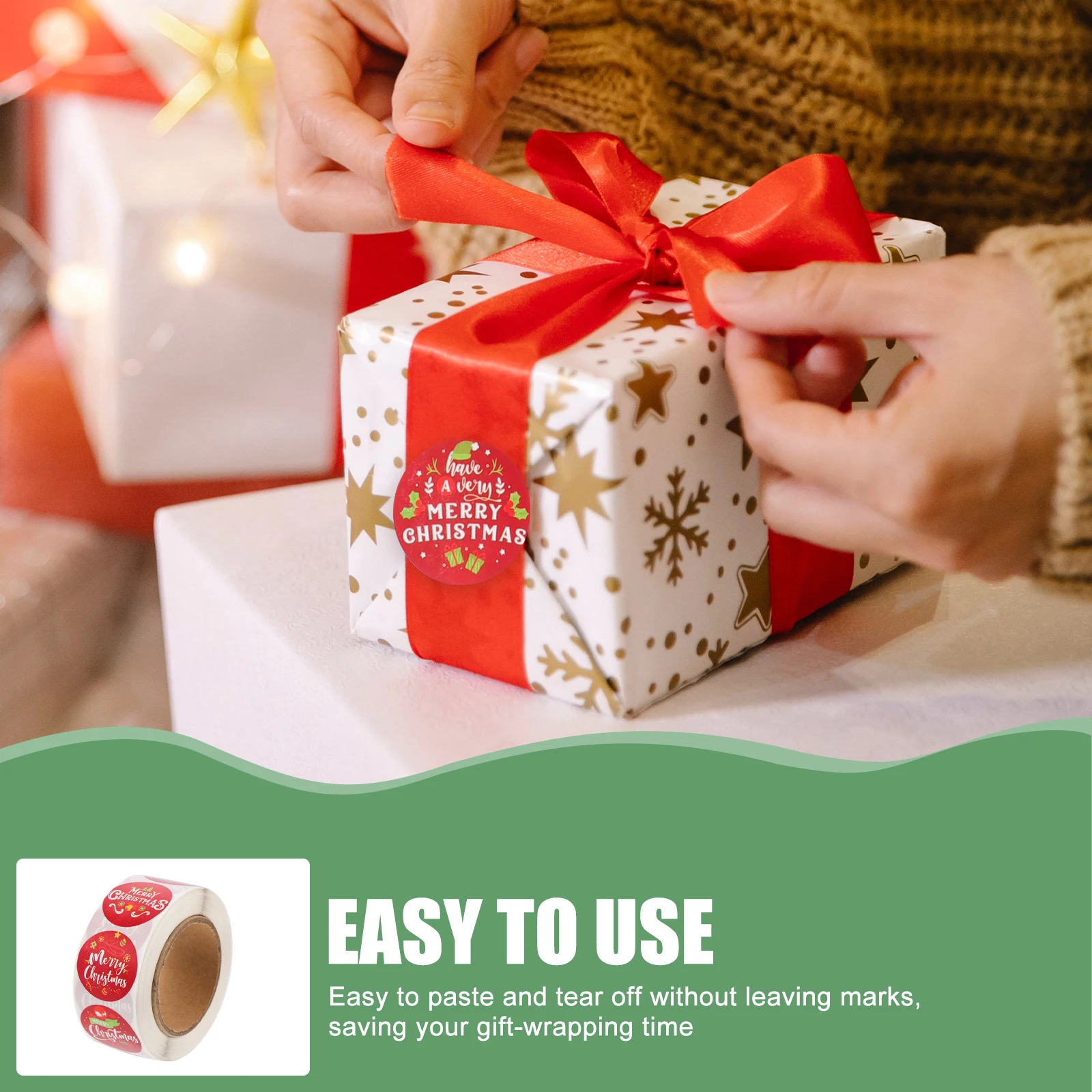 

Wrapping Round Stickers Christmas Window Holiday Seals for Envelopes Decorate Sealing Copper Plate Father Labels Gifts