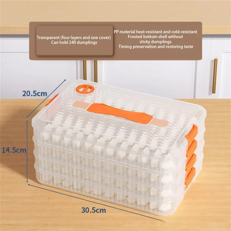 Refrigerator Organizer Dumpling Storage Box Kitchen Organizer Food Storage Box with Lid Stackable Transparent Plastic Shelf