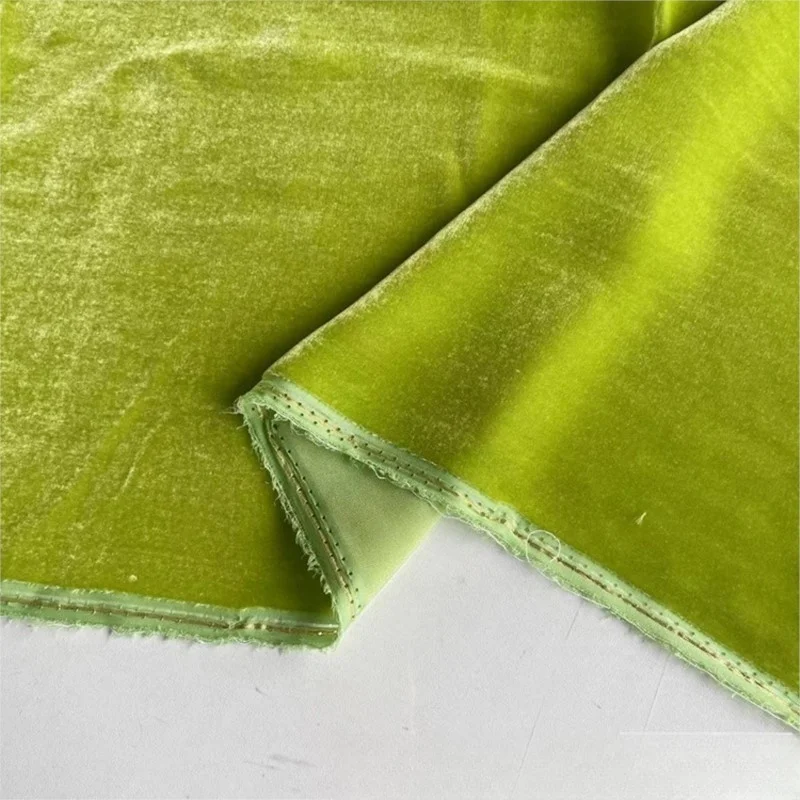 

140cm wide solid-color silk velvet fabric and golden dress cheongsam top
