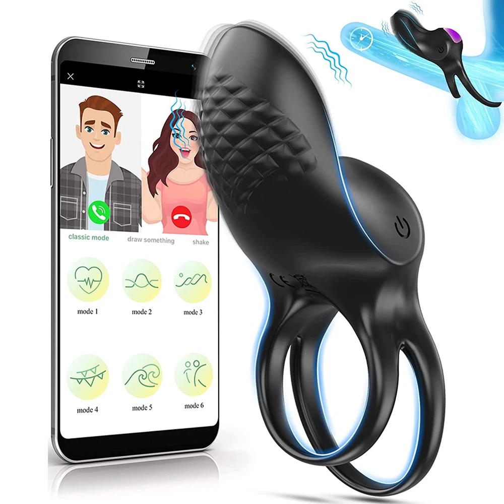 Bluetooth APP Control Vibrating Cock Ring Sexy Toys For Men Wireless Remote Penis Ring Vibrator Adult Sex Toys For Couples Man