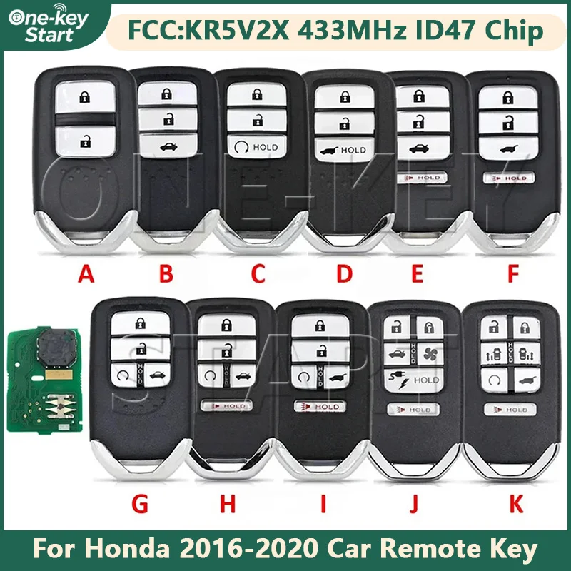 FCC: KR5V2X ID47 Chip 433MHz Proximity-Autoschlüssel für Honda City CRV HRV Civic Odyssey Clarity Jazz Pilot XRV Venzel EX-L – Detail 1