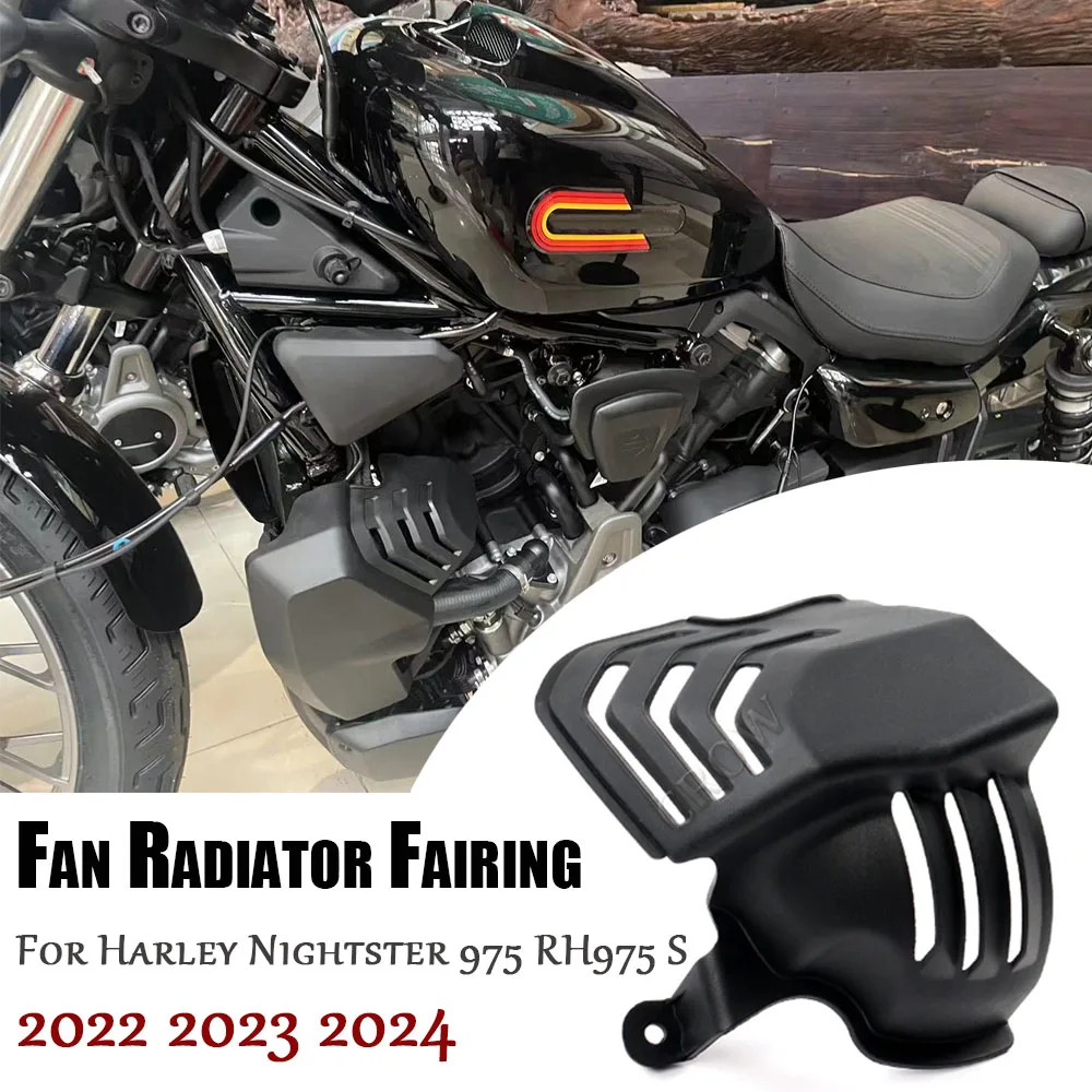 

Motorcycle Black Fan Radiator Fairing Hot Cooling Air Deflector Spoiler Guard For Harley Nightster 975 RH975 S 2022-UP Accessory