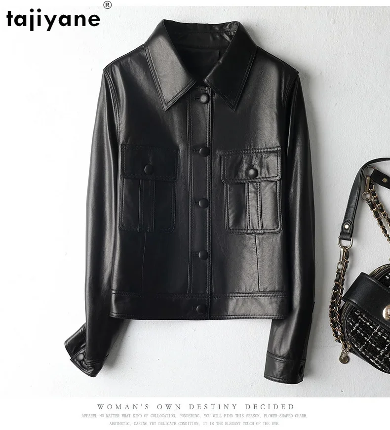 Tajiyane Genuine Leather Jacket Women 2023 New Fashion Real Sheepskin Coat Short Korean Style Outerwears Chaqueta De Cuero Mujer