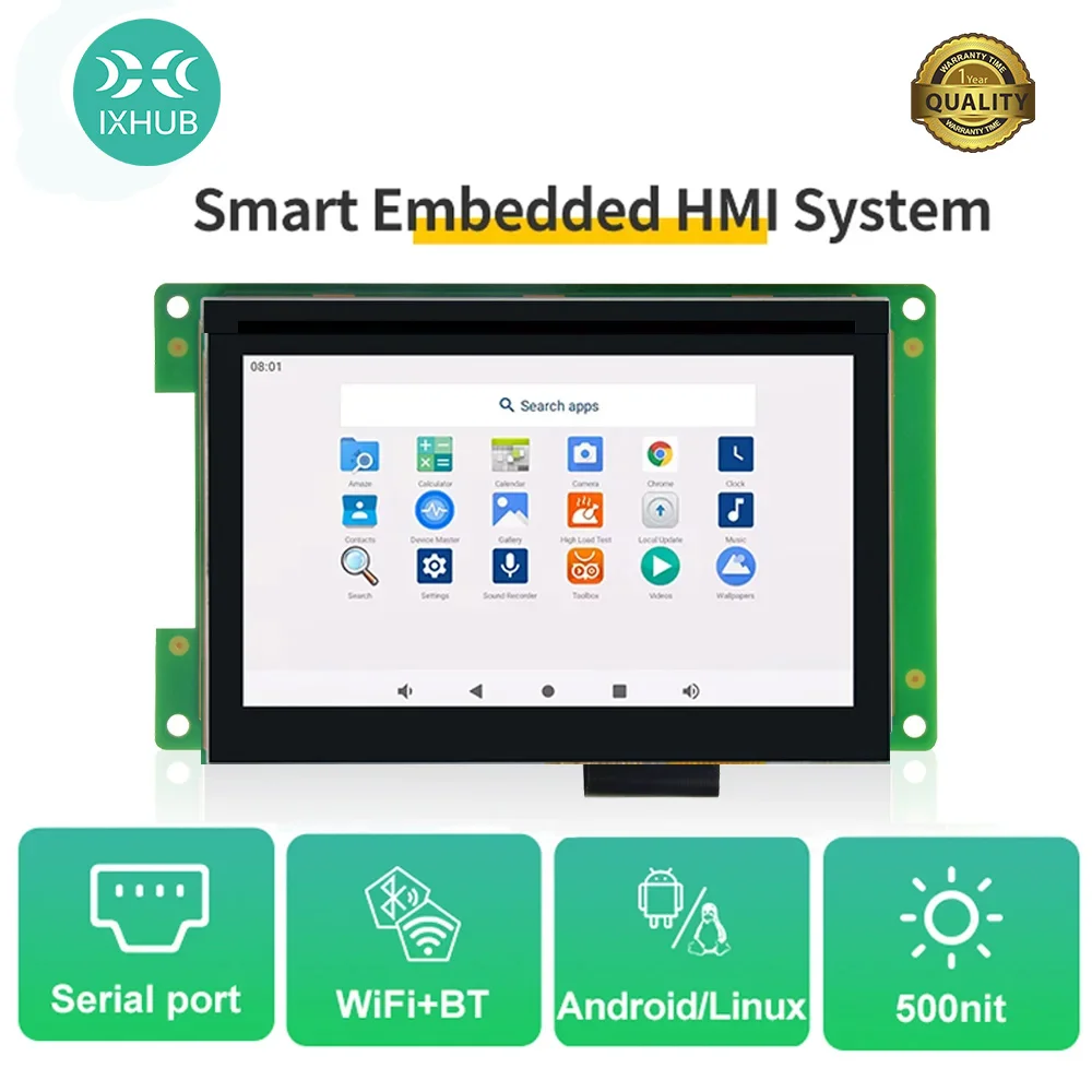

IXHUB 4,3-дюймовый горячая распродажа 800*480 Интеллектуальный модуль HMI Промышленный встроенный дисплей RS232/TTL Бытовая сенсорная панель ЖК-экран IPS