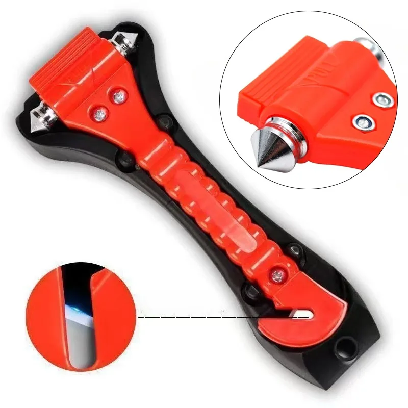 2PCS Survival Safety Hammer Camping Driving Car Seat Belt Cutter 2-in-1 Emergency Break Window Glass Punch Life Rescue Tools