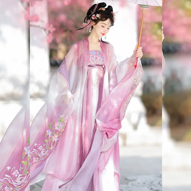 Qi Shi Ji Luo Shen Hua Rong Tang Dynasty He Zi Skirt Chest Length Hanfu Female Immortal Aura Large Sleeved Shirt